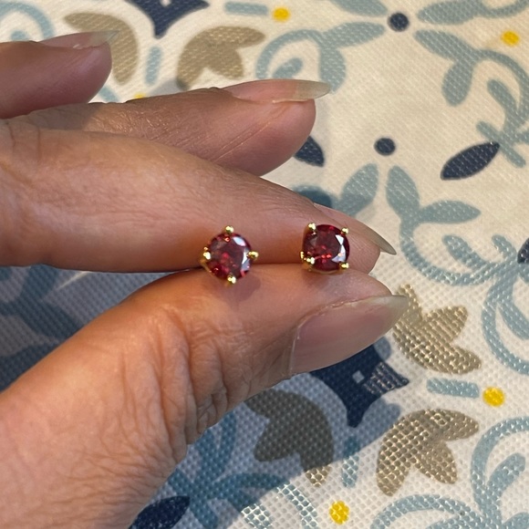 18k gold plated over solid sterling silver 925 garnet Moissanite earrings - Picture 5 of 7